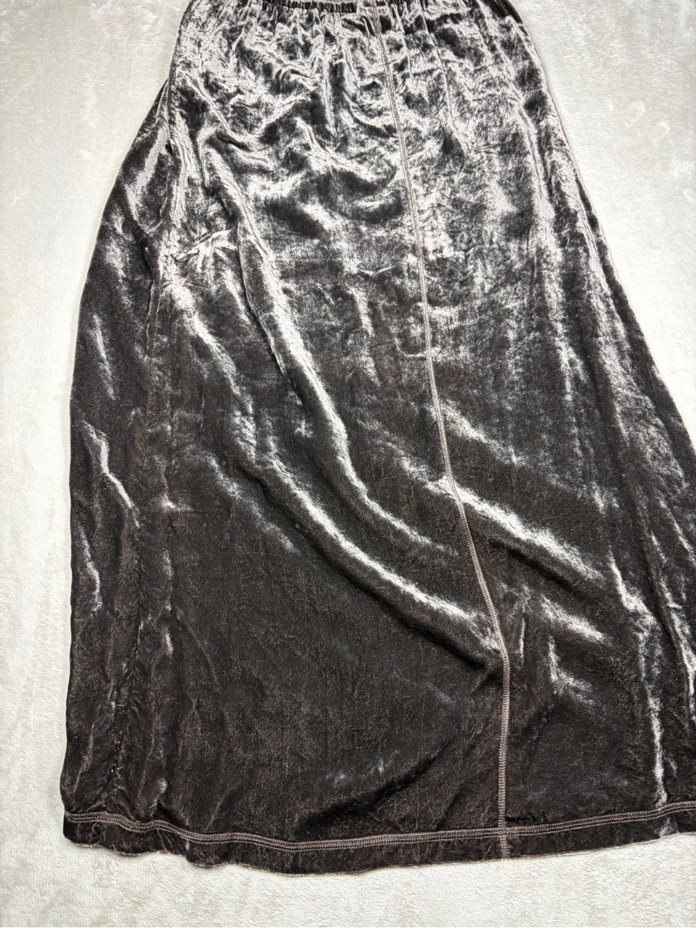 Vintage J.Jill Grey Silver Velvet Whimsigoth Maxi Skirt Size Medium - Picture 12 of 14